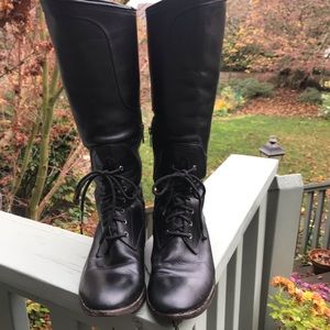 Frye Lace Up Black Riding Boots